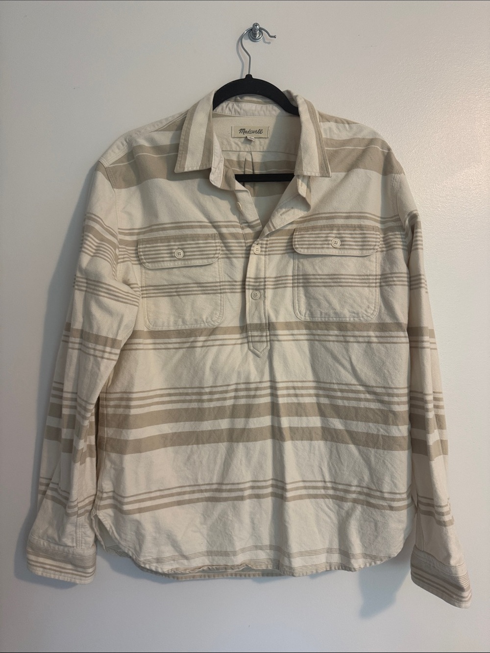 Madewell Cream & Beige Striped Button-Front Shirt